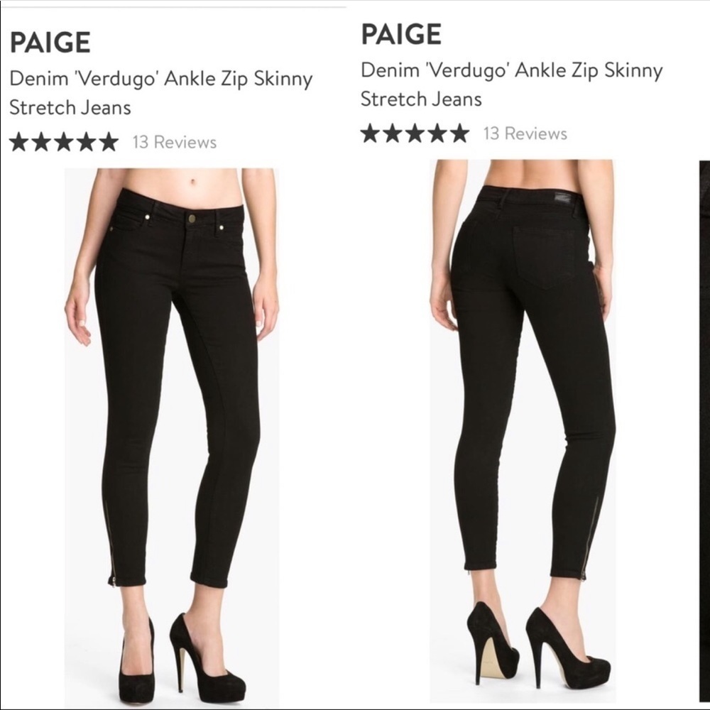 PAIGE vertigo ankle size 28 black zipper hem jeans